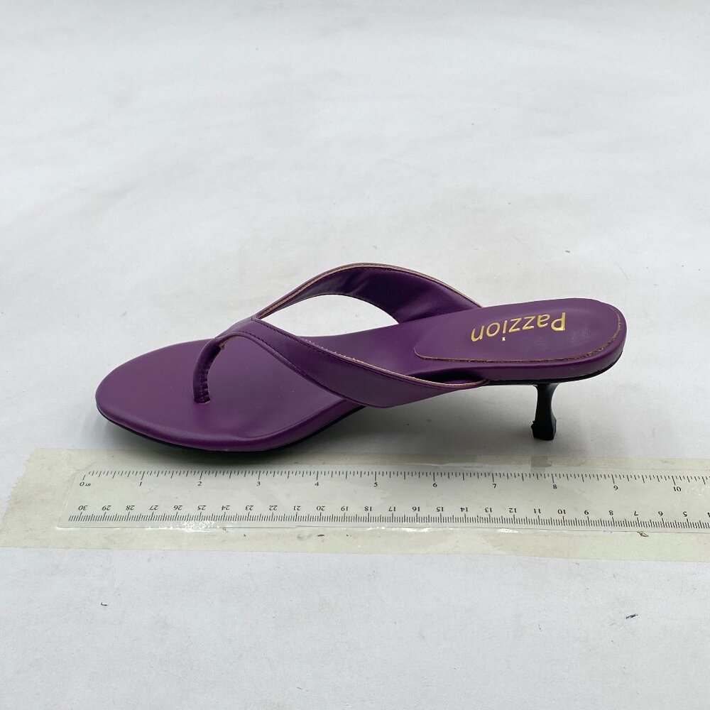 Pazzion Purple Open Toe Kitten Heels Flip Flop Slip On Low Heel Thong Sandal
